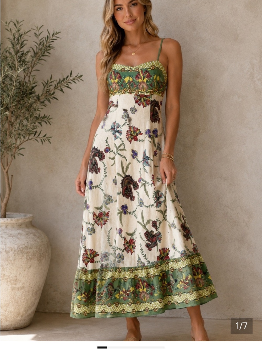 Caroline Constas floral paisley birdie Alemais linen sun midi dress size S